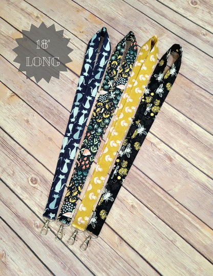 Fall Fabric Lanyard | Bee Badge ID Holder With Lobster Clasp