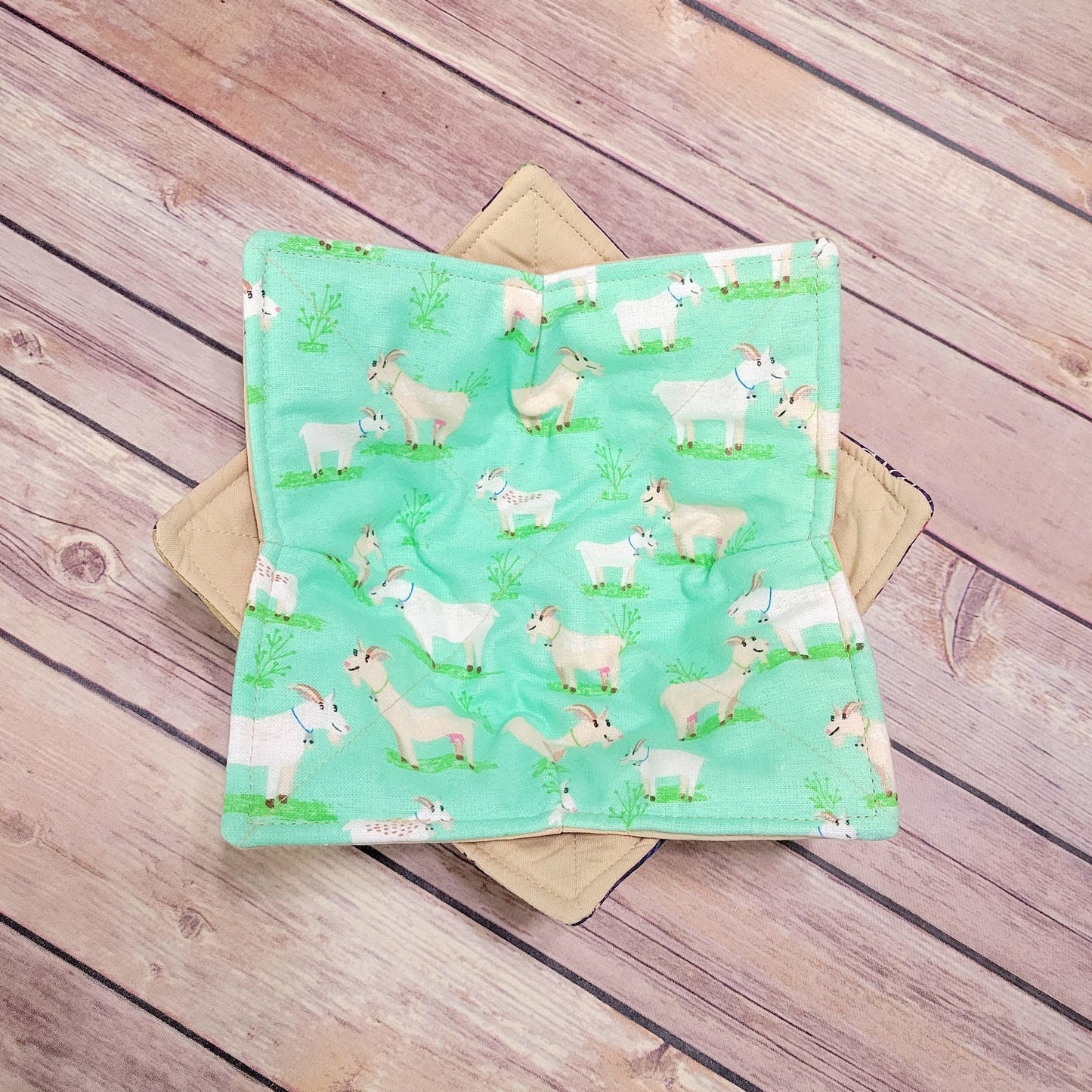 Goats Bowl Cozy | Goat Yoga Hot Pad | Farm Animal Padded Holder
