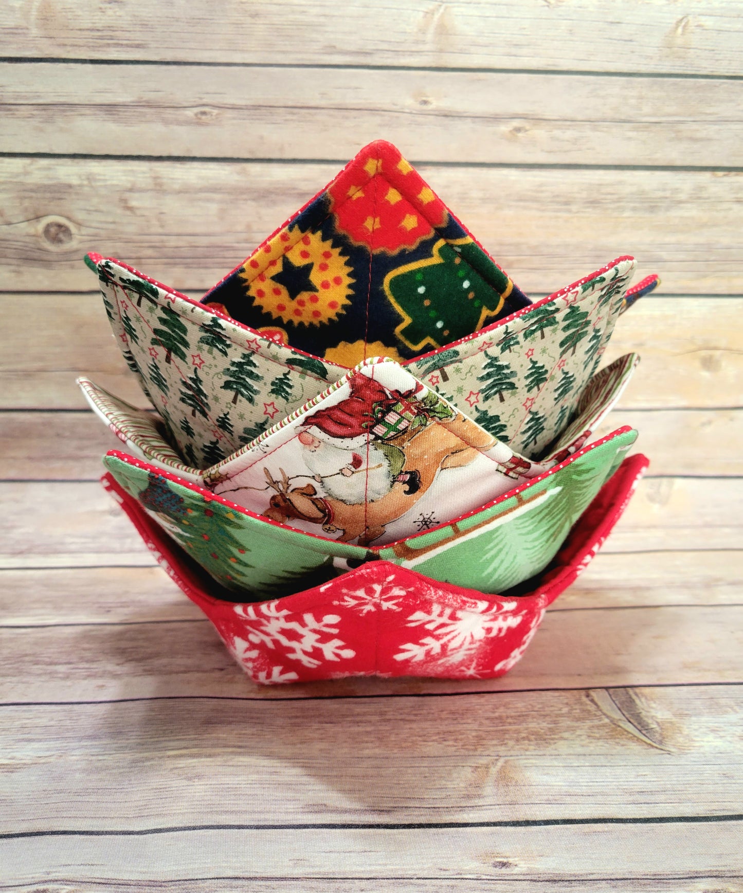 Christmas Fabric Bowl Cozy Hot Pad | Holiday Padded Holder