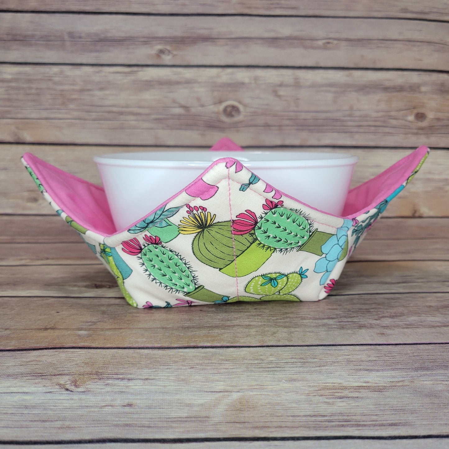 Cactus Bowl Cozy Hot Pad | Potted Cacti Padded Bowl Holder