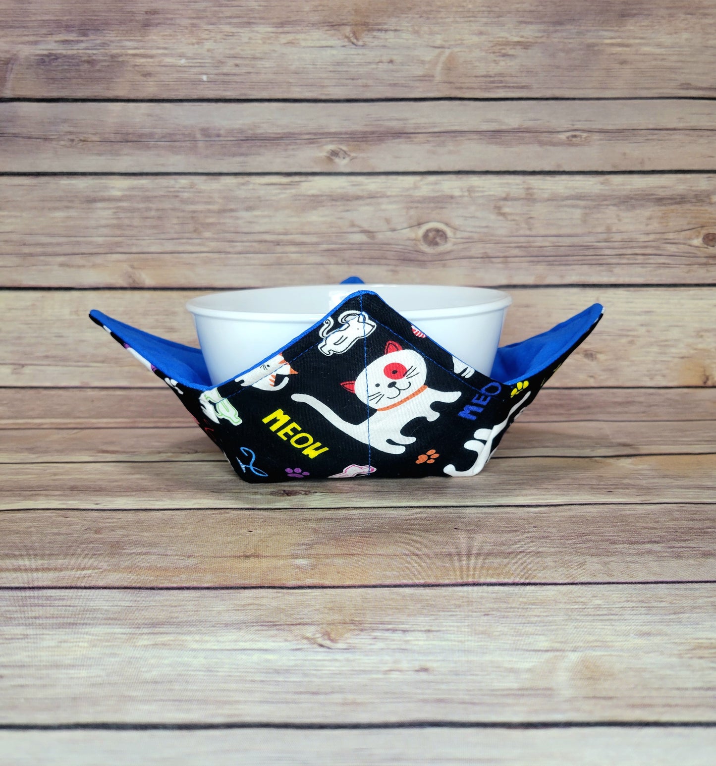 Cat Bowl Cozy | Flower Cat Kitten Hot Pad | Padded Holder