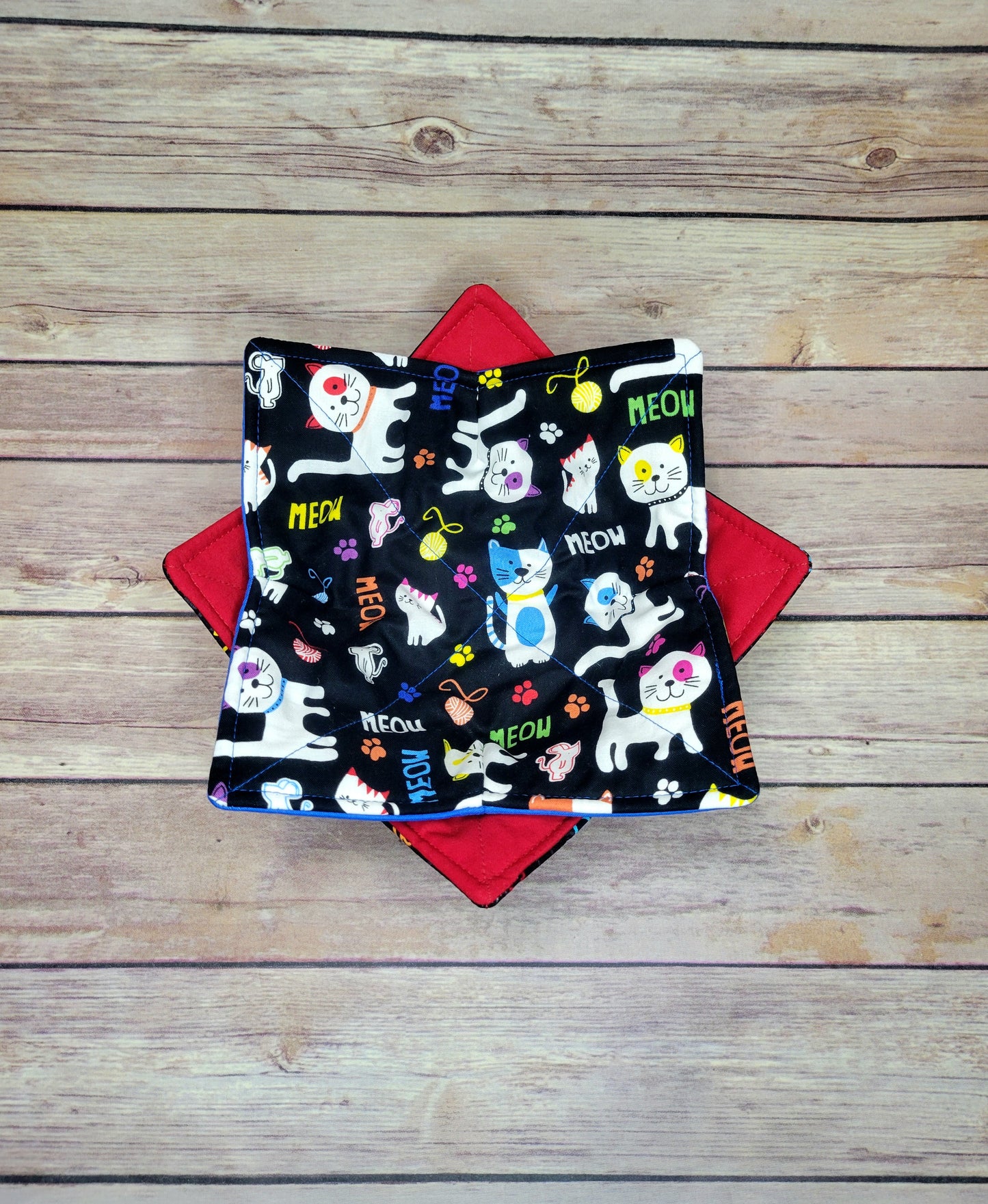 Cat Bowl Cozy | Flower Cat Kitten Hot Pad | Padded Holder