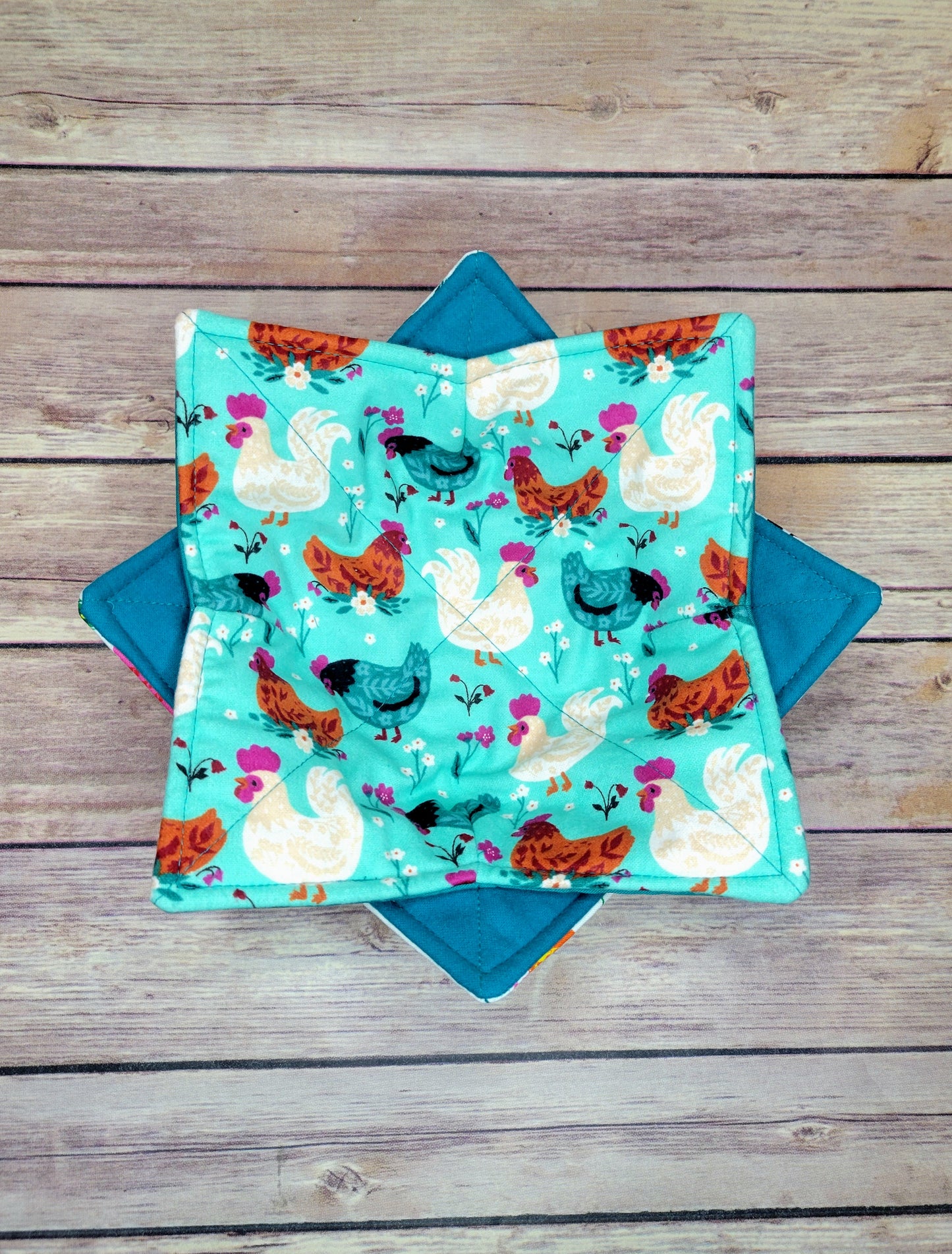 Chicken Bowl Cozy | Chickens Hot Pad | Rooster Padded Holder