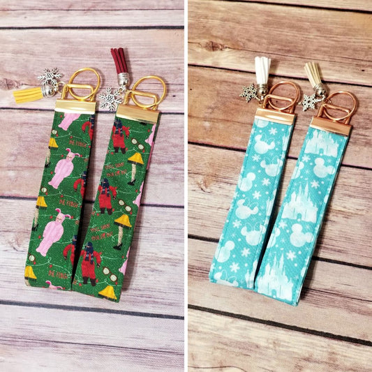 Christmas Fabric Keychain | Assorted Wristlet Straps