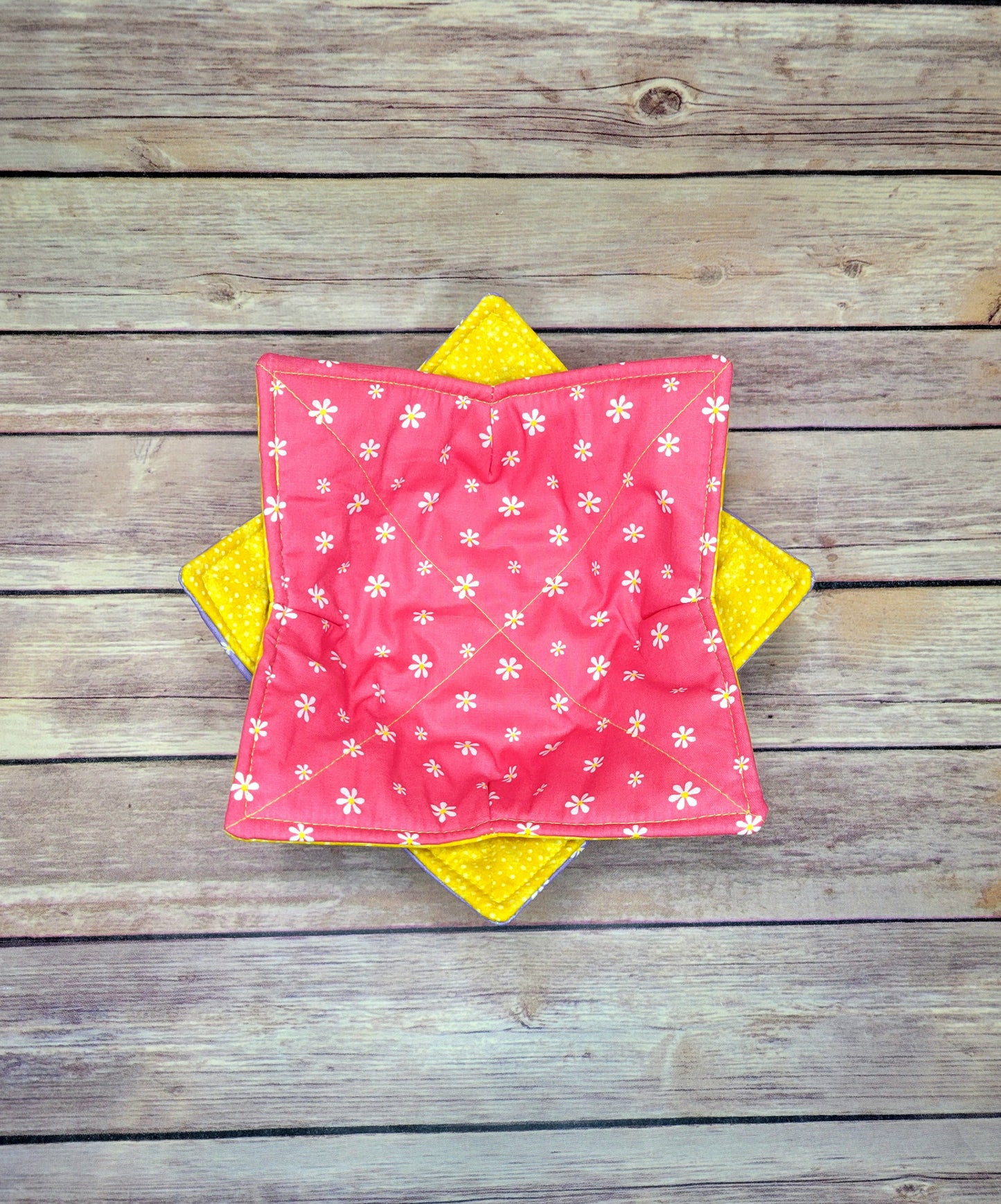 Spring Bowl Cozy | Floral Birds Hot Pad | Flower Padded Holder