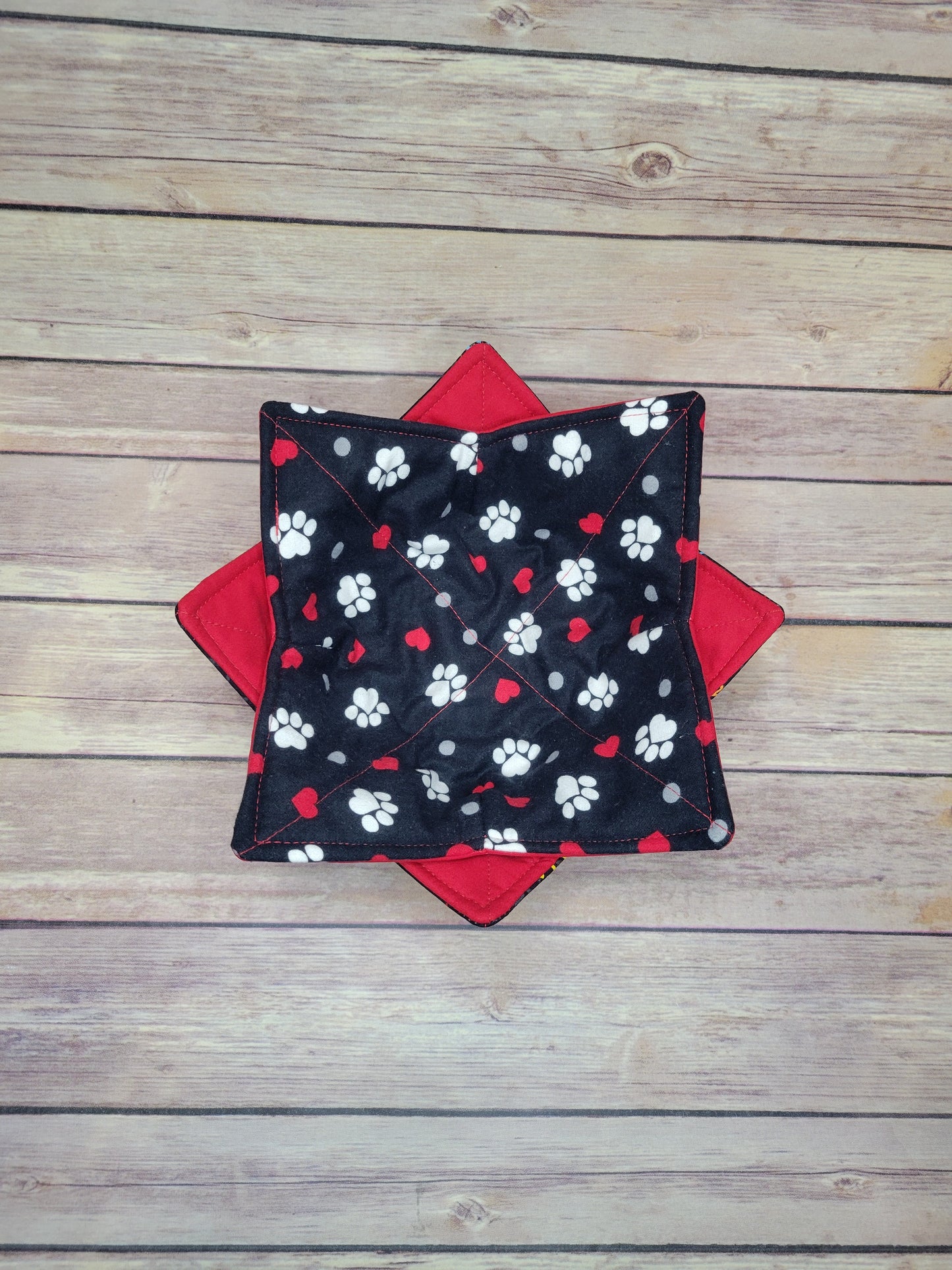 Dog Bowl Cozy | Paw Print Hot Pad | Dogs Padded Holder
