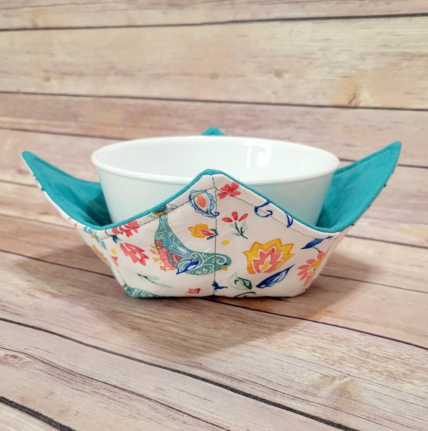 Spring Bowl Cozy | Floral Birds Hot Pad | Flower Padded Holder