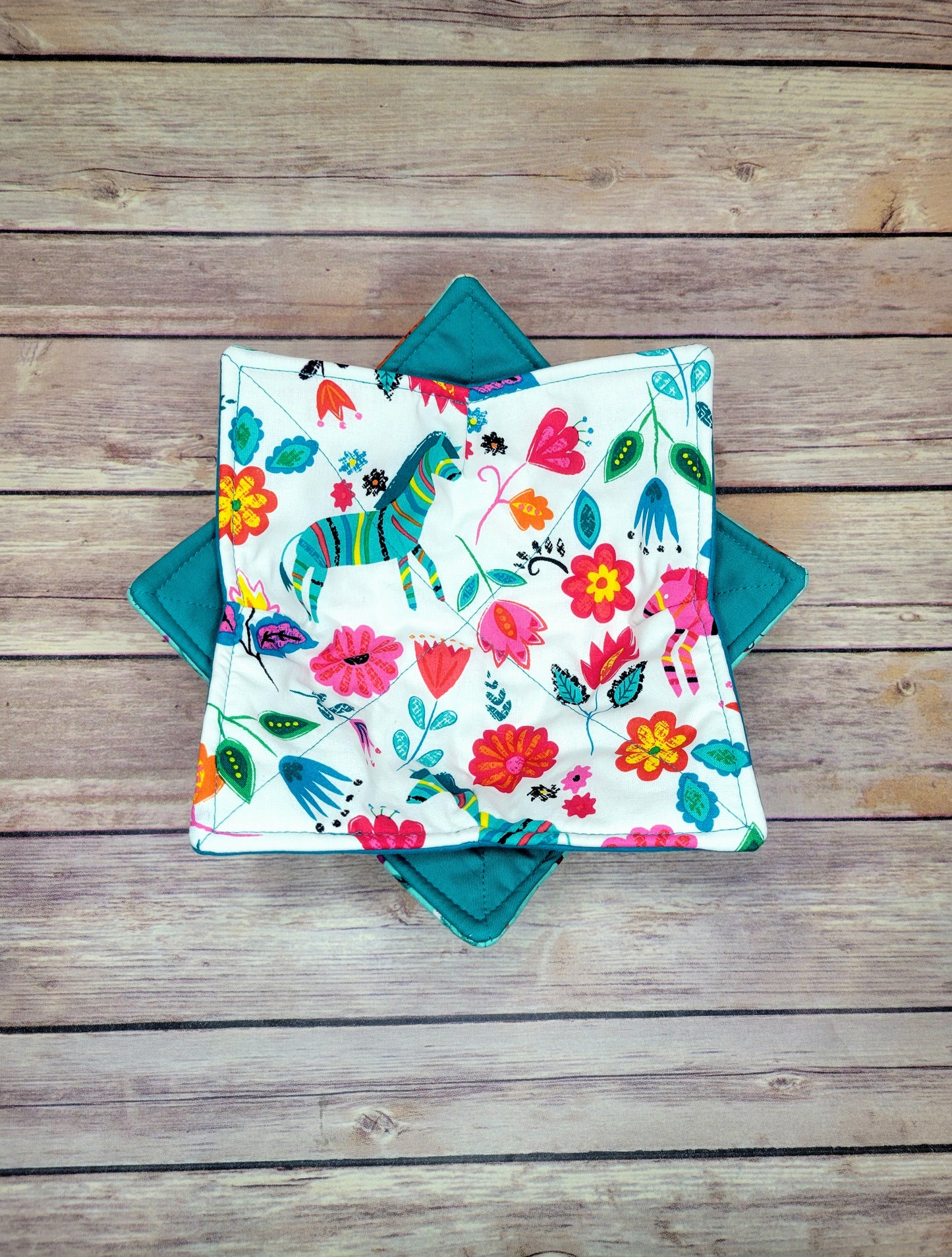 Spring Bowl Cozy | Floral Birds Hot Pad | Flower Padded Holder