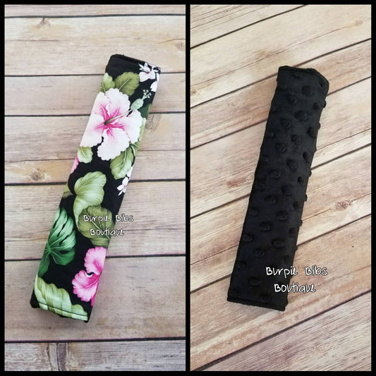 Hibiscus Seat Belt Cover | Pink Flower Strap Handle Pad