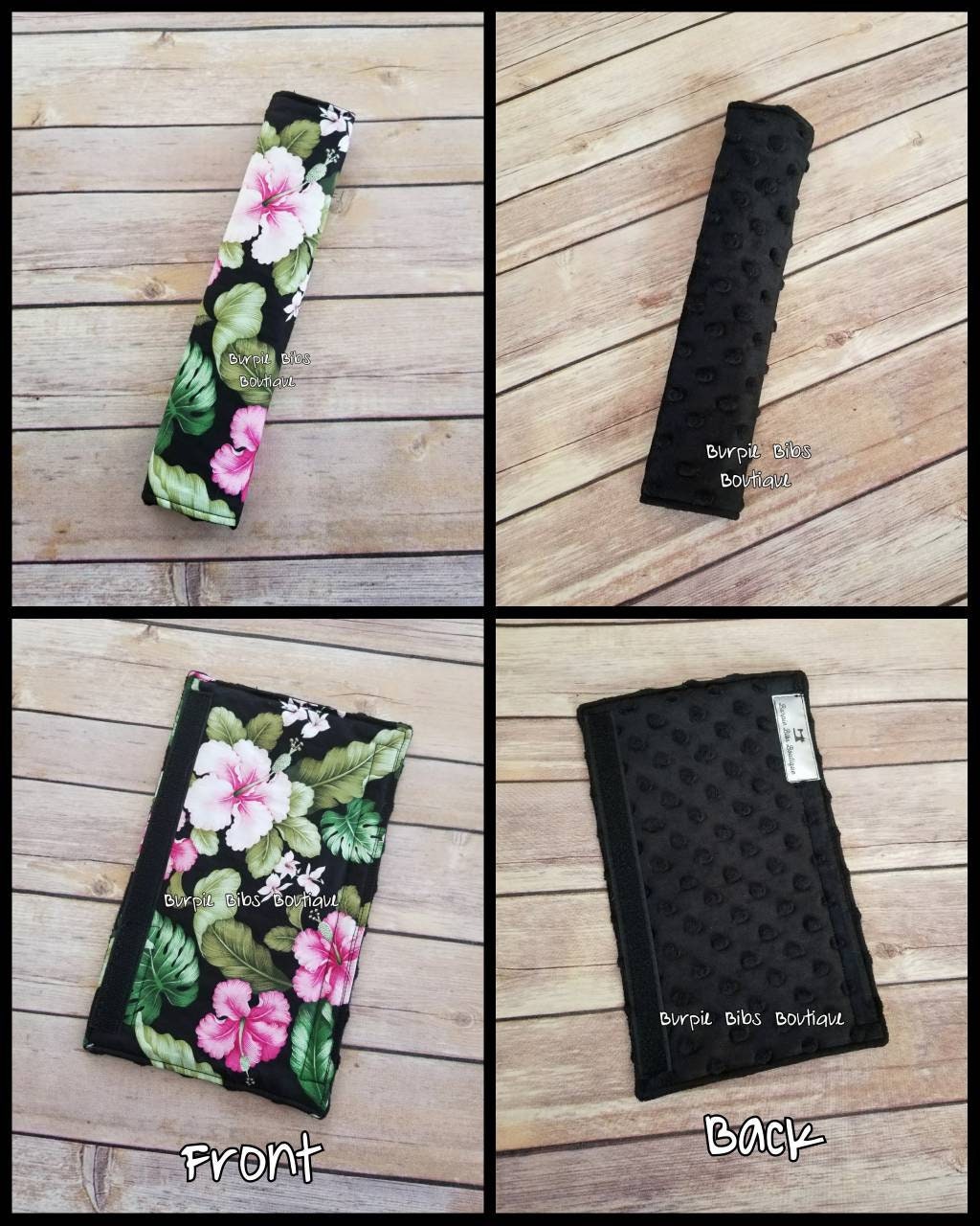 Hibiscus Seat Belt Cover | Pink Flower Strap Handle Pad