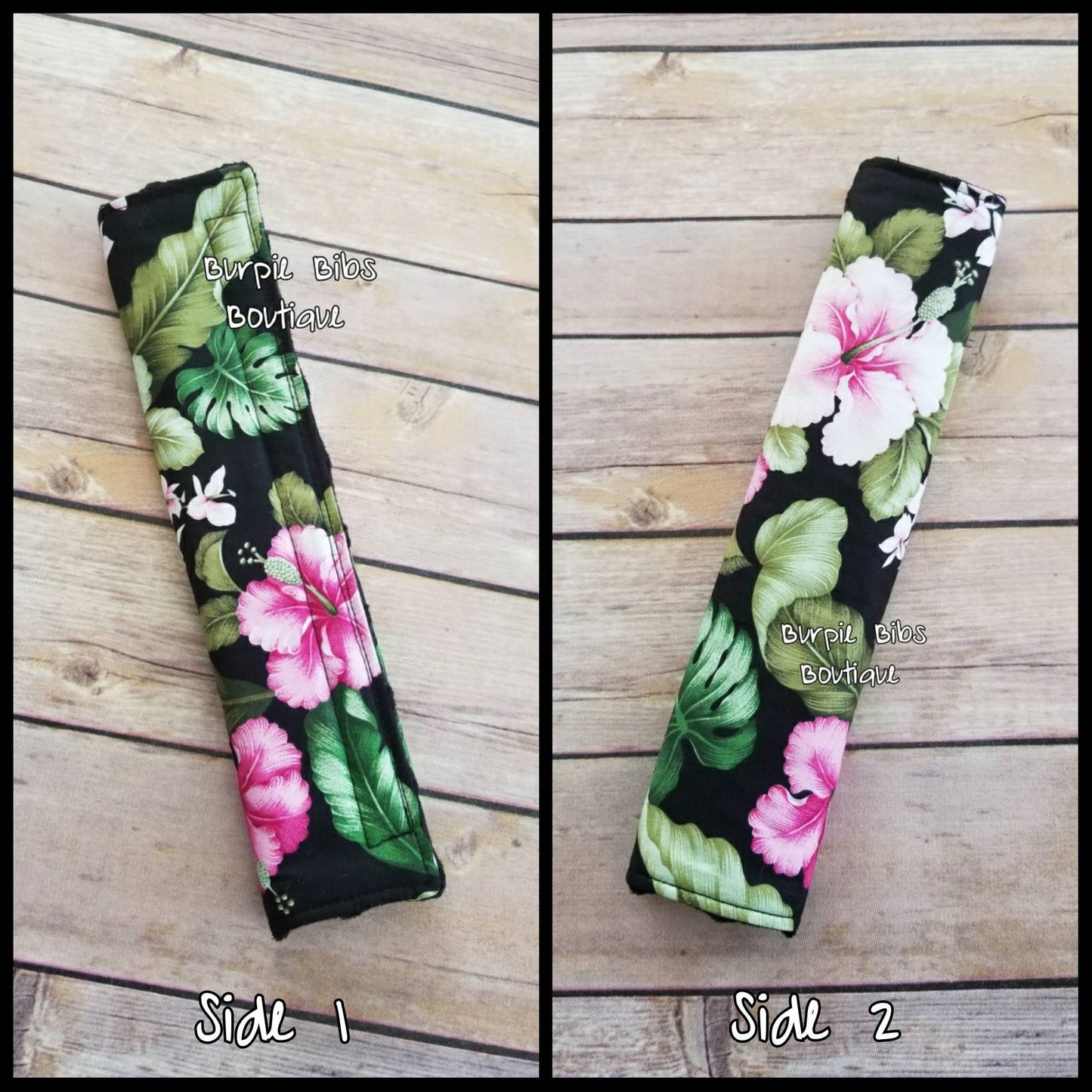 Hibiscus Seat Belt Cover | Pink Flower Strap Handle Pad