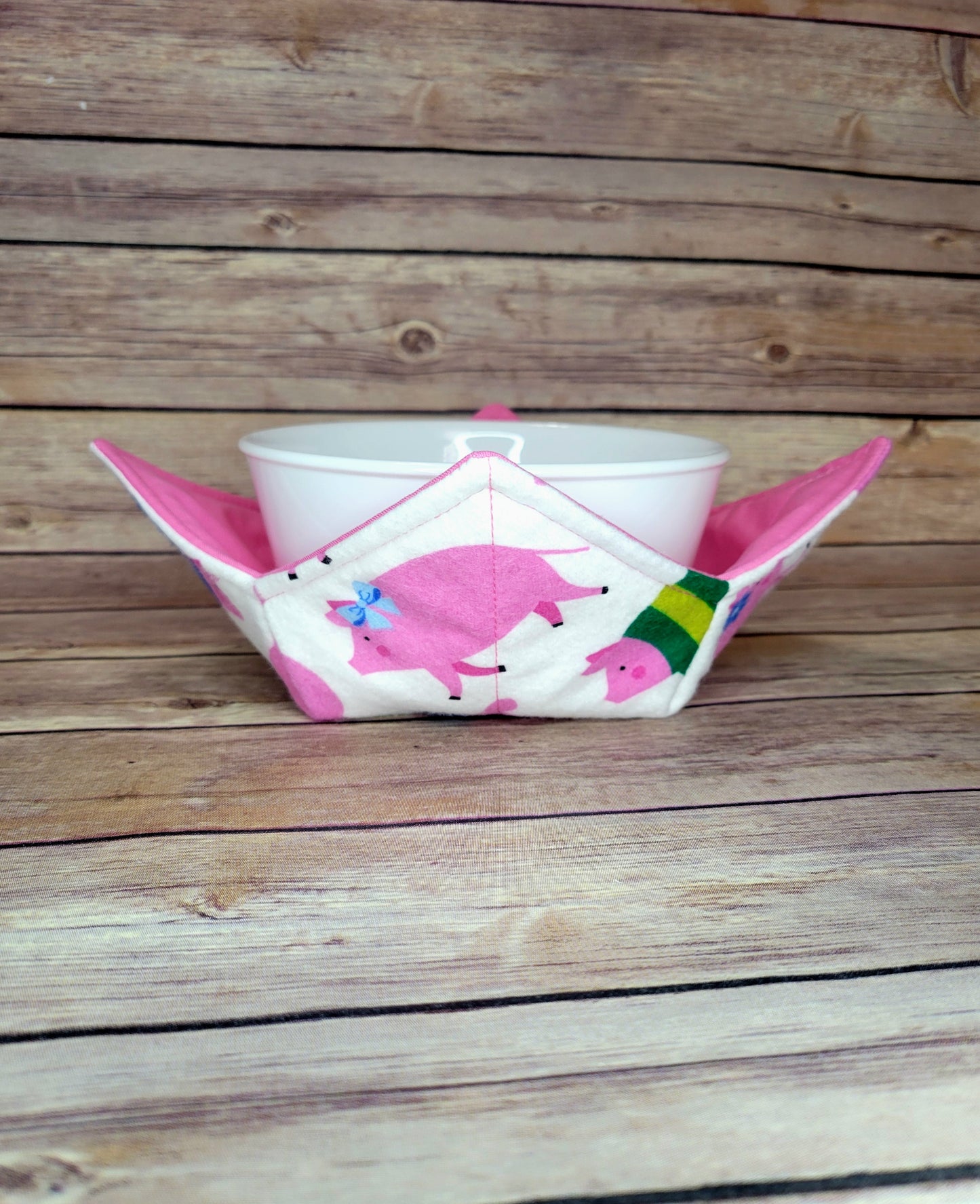 Pig Bowl Cozy | Pink Pigs Hot Pad | Padded Holder Cover