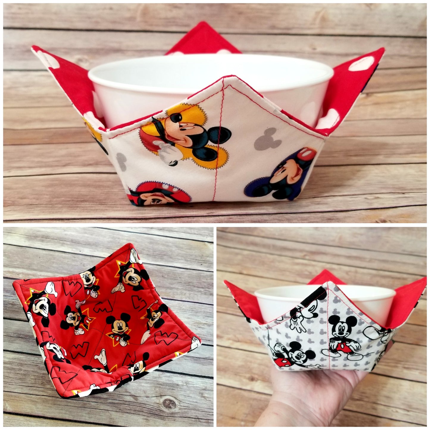 Mouse Ears Bowl Cozy | Animal Hot Pad | Red Padded Holder