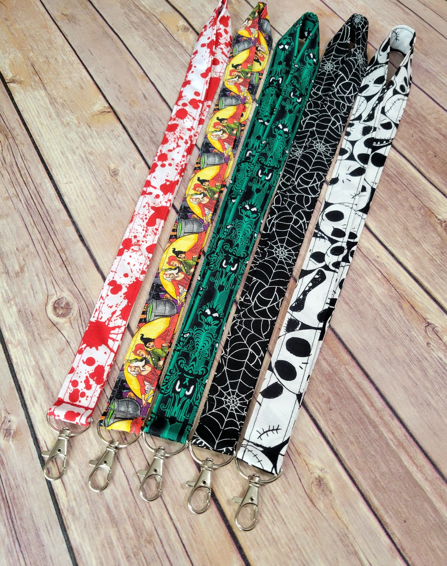 Halloween Fabric Lanyard | Skull Badge ID Holder With Lobster Clasp