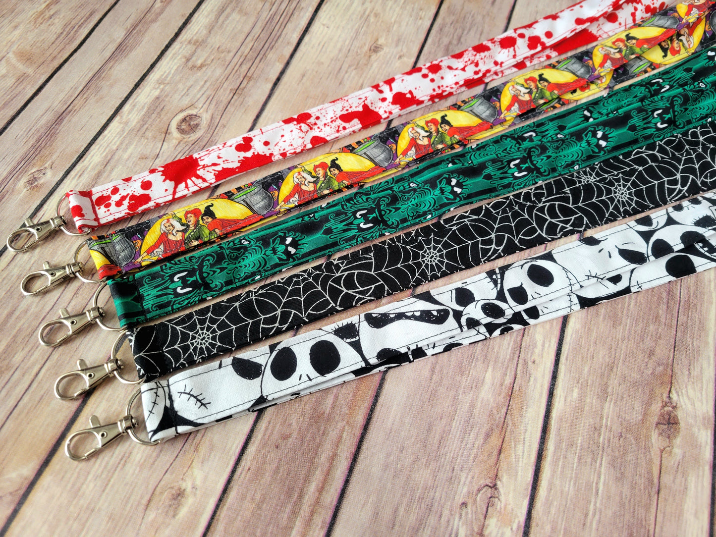 Halloween Fabric Lanyard | Skull Badge ID Holder With Lobster Clasp