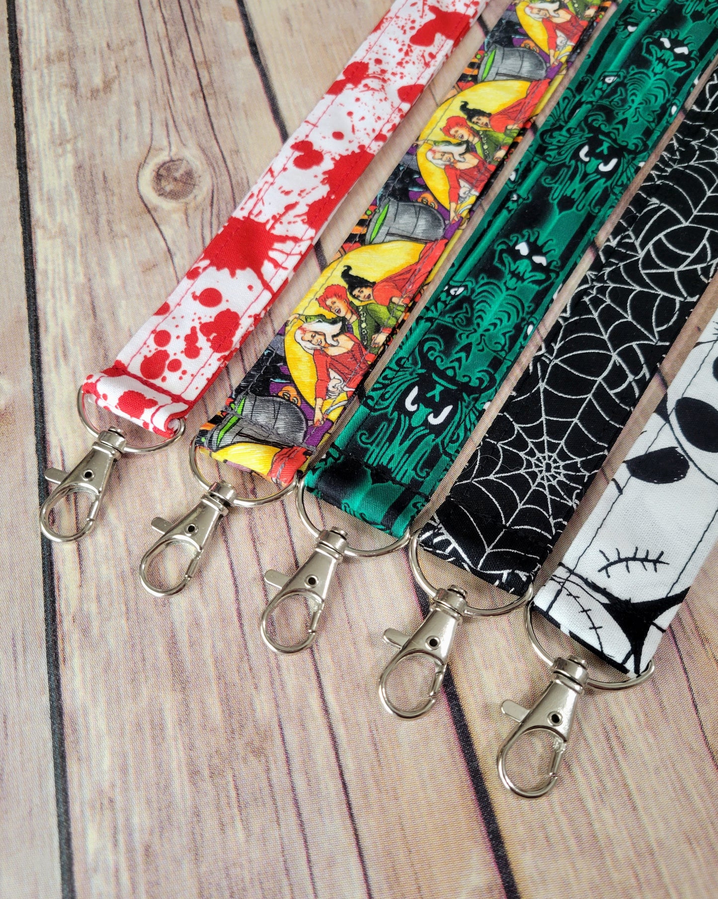 Halloween Fabric Lanyard | Skull Badge ID Holder With Lobster Clasp