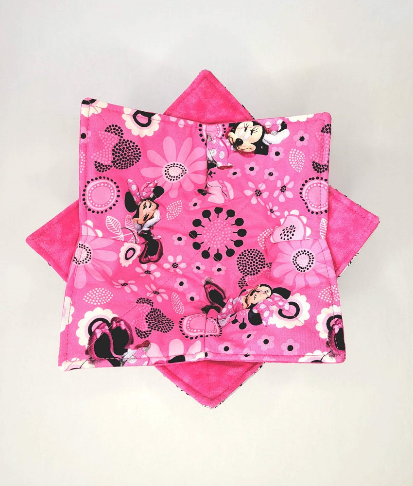 Girl Mouse Ears Bowl Cozy | Animal Hot Pad | Pink Padded Holder