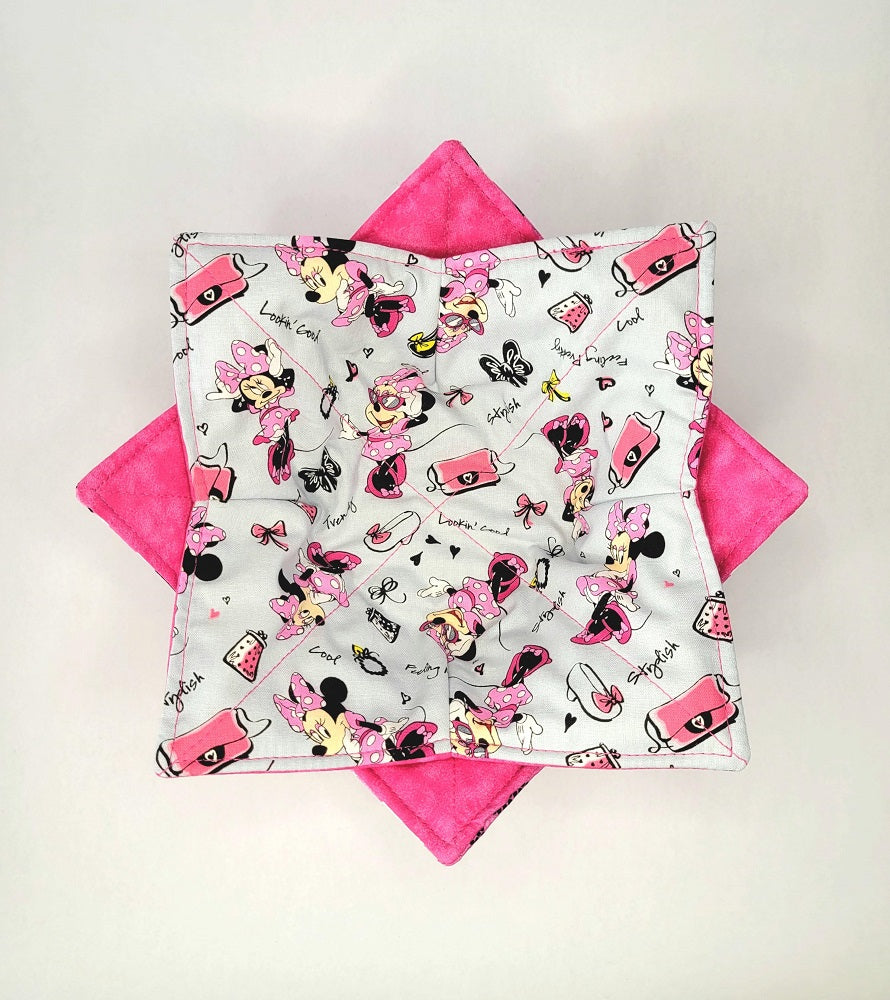 Girl Mouse Ears Bowl Cozy | Animal Hot Pad | Pink Padded Holder