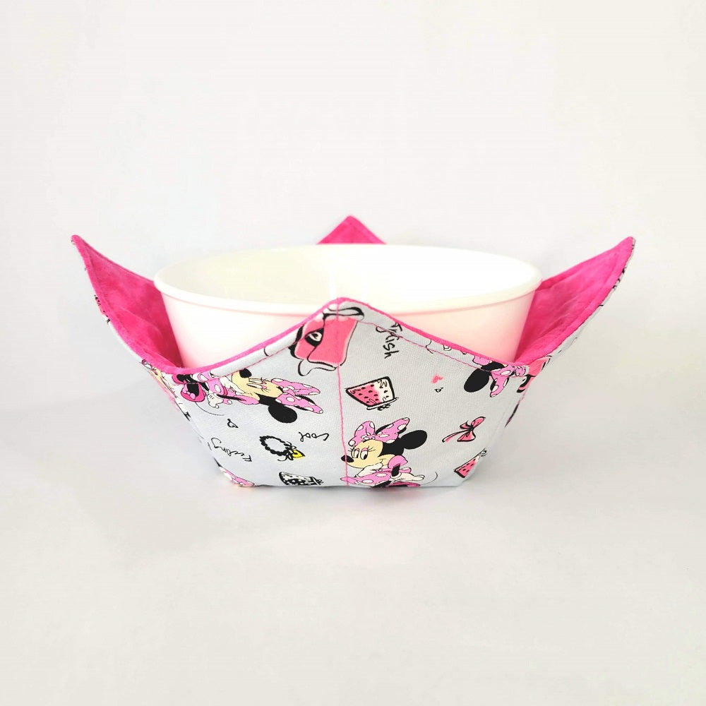 Girl Mouse Ears Bowl Cozy | Animal Hot Pad | Pink Padded Holder