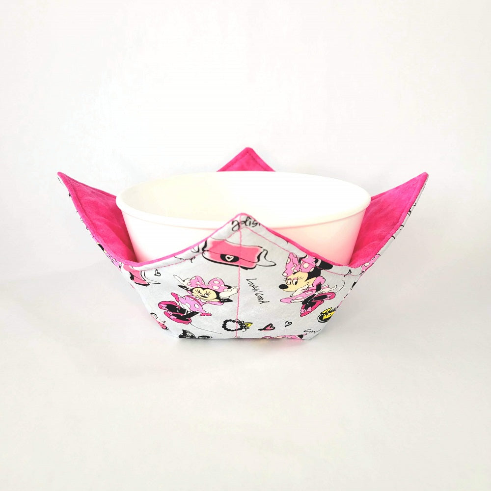 Girl Mouse Ears Bowl Cozy | Animal Hot Pad | Pink Padded Holder