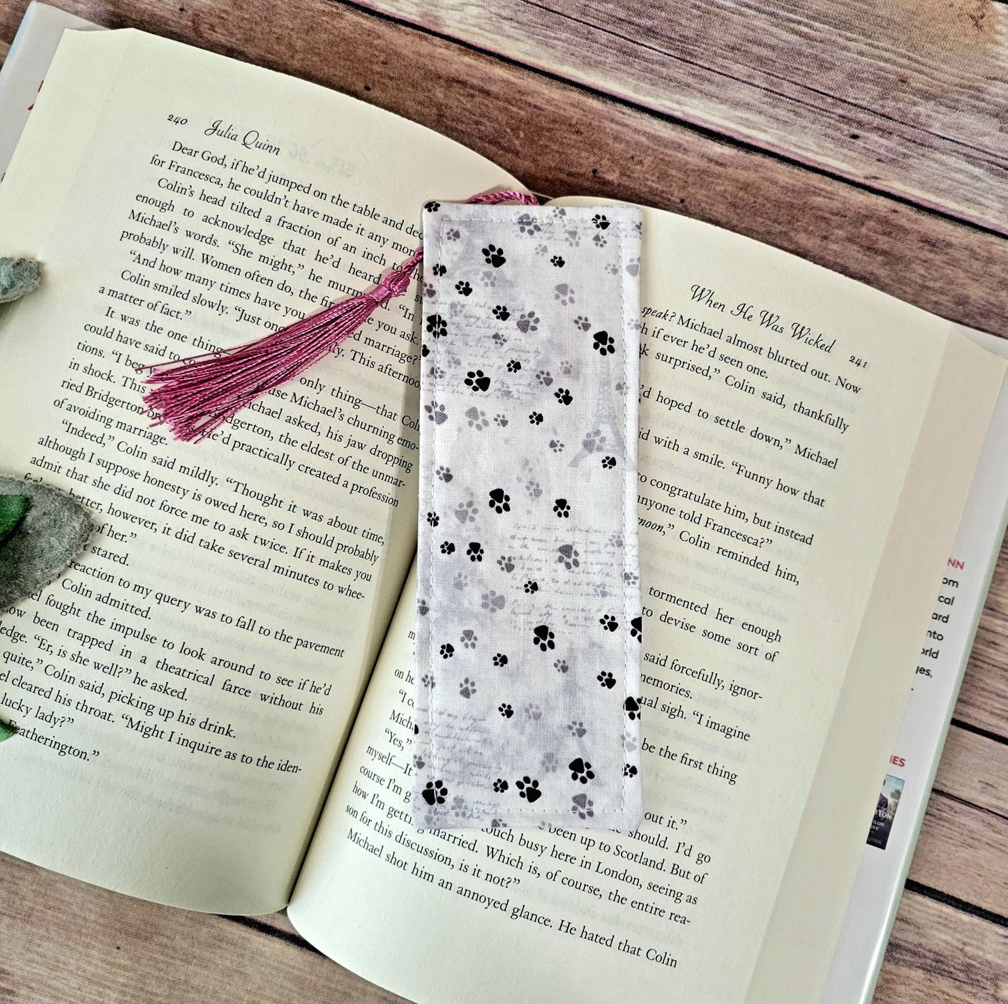 Paw Prints Fabric Bookmark with Tassel | Paw Print Bookmarks