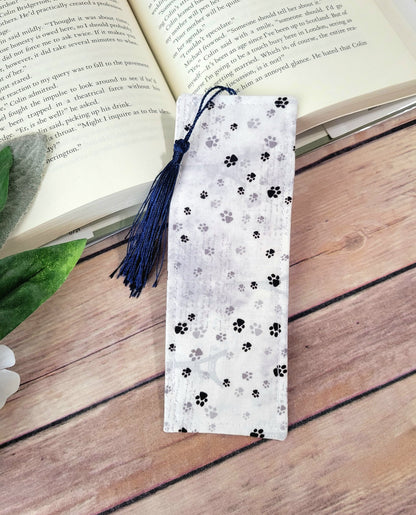 Paw Prints Fabric Bookmark with Tassel | Paw Print Bookmarks