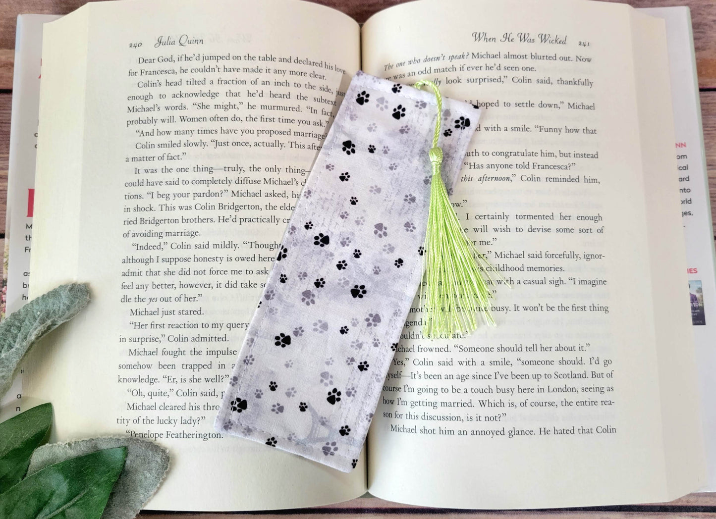 Paw Prints Fabric Bookmark with Tassel | Paw Print Bookmarks
