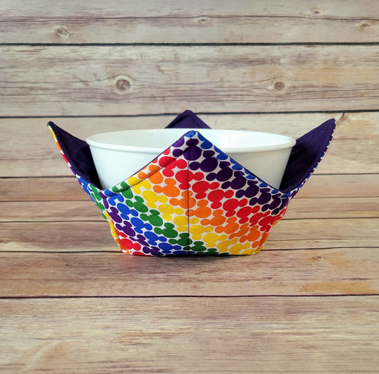 Rainbow Mouse Bowl Cozy Hot Pad | Love Padded Holder