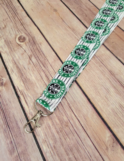 Coffee Fabric Lanyard | Badge ID Holder With Lobster Clasp