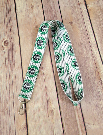 Coffee Fabric Lanyard | Badge ID Holder With Lobster Clasp