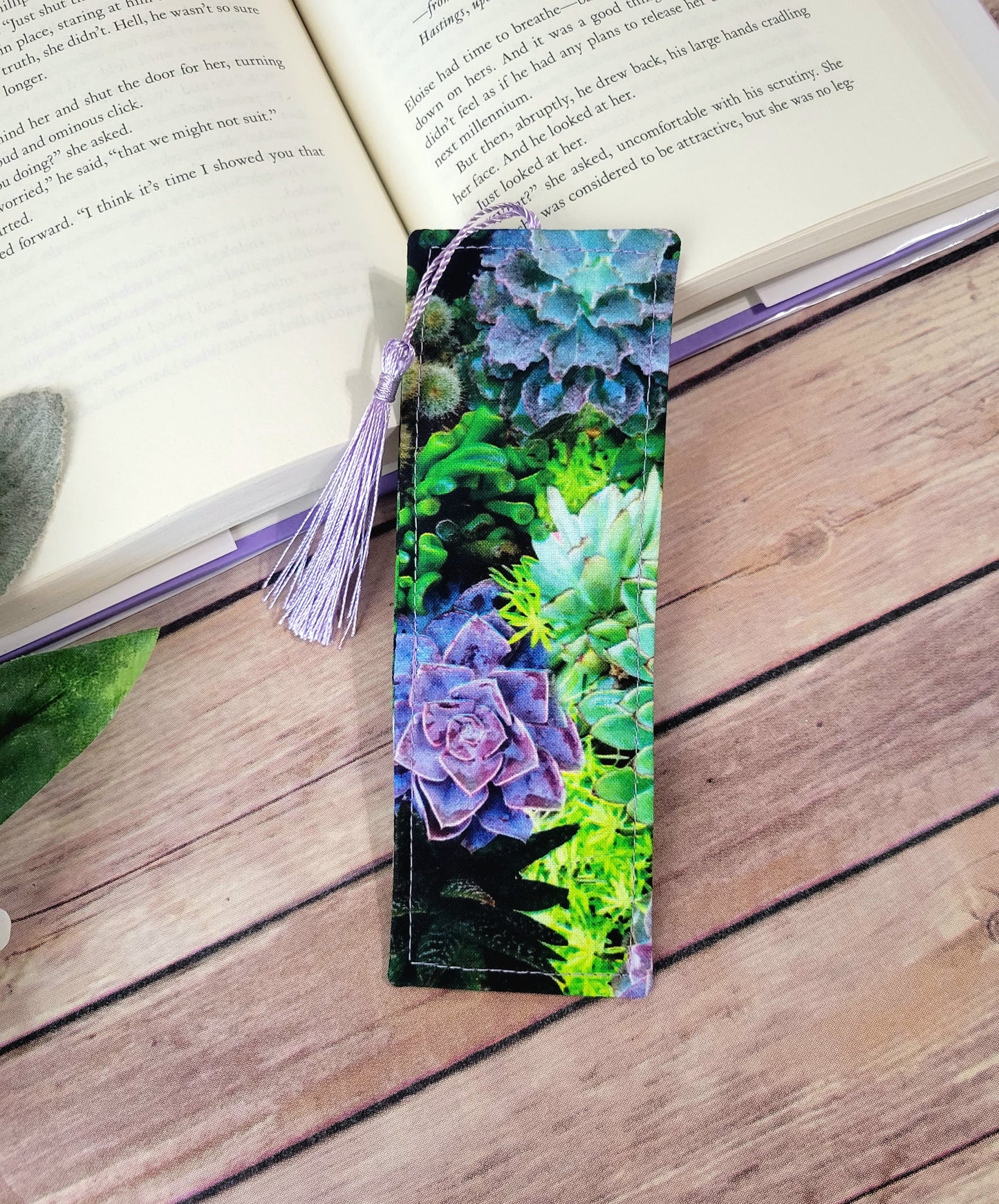 Succulents Fabric Bookmark with Tassel | Succulent Bookmarks