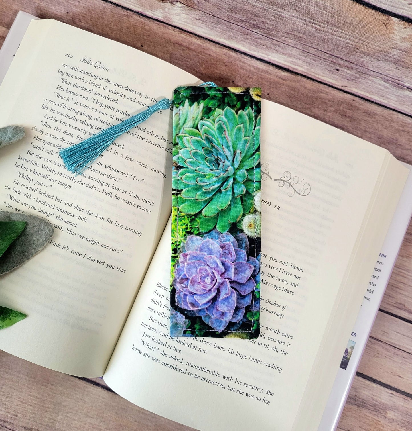 Succulents Fabric Bookmark with Tassel | Succulent Bookmarks