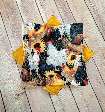 Chicken Bowl Cozy | Chickens Hot Pad | Rooster Padded Holder