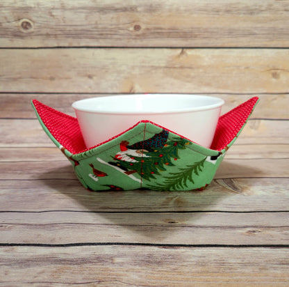 Christmas Fabric Bowl Cozy Hot Pad | Holiday Padded Holder