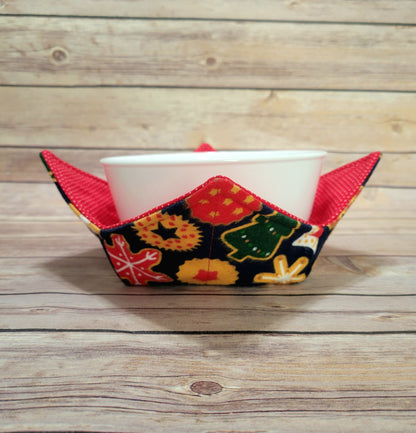 Christmas Fabric Bowl Cozy Hot Pad | Holiday Padded Holder