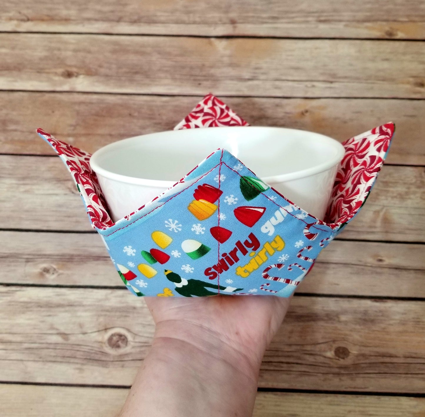 Christmas Fabric Bowl Cozy Hot Pad | Holiday Padded Holder