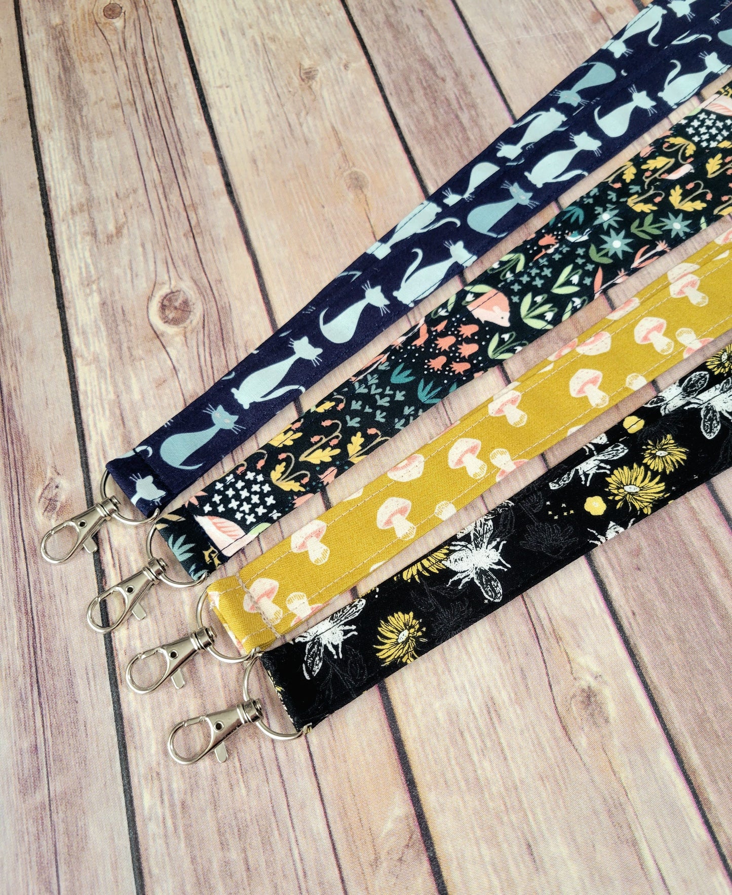 Fall Fabric Lanyard | Bee Badge ID Holder With Lobster Clasp