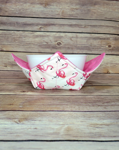 Flamingo Bowl Cozy | Pink Bird Hot Pad | Padded Bowl Holder