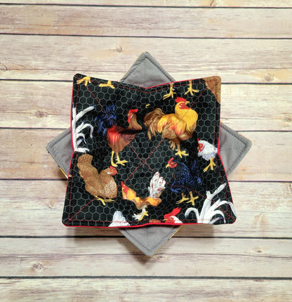 Chicken Bowl Cozy | Chickens Hot Pad | Rooster Padded Holder